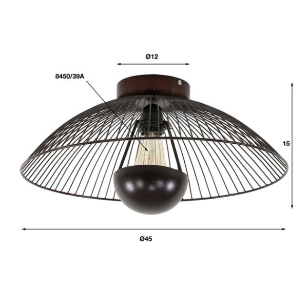 Plafondlamp spot down / Antiek koper finish