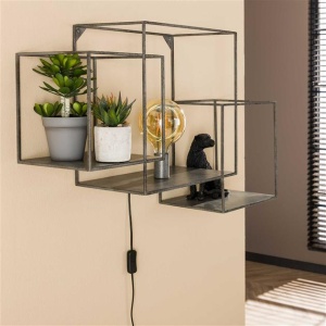 Wandschap 1L cubic XL / Oud zilver