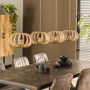 Hanglamp 4L stripes / Massief mango naturel