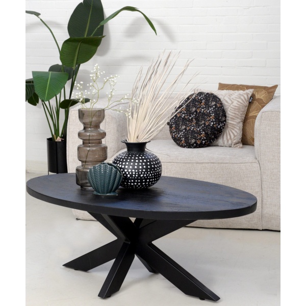 Salontafel Back To Black II Ovaal Zwart Mangohout