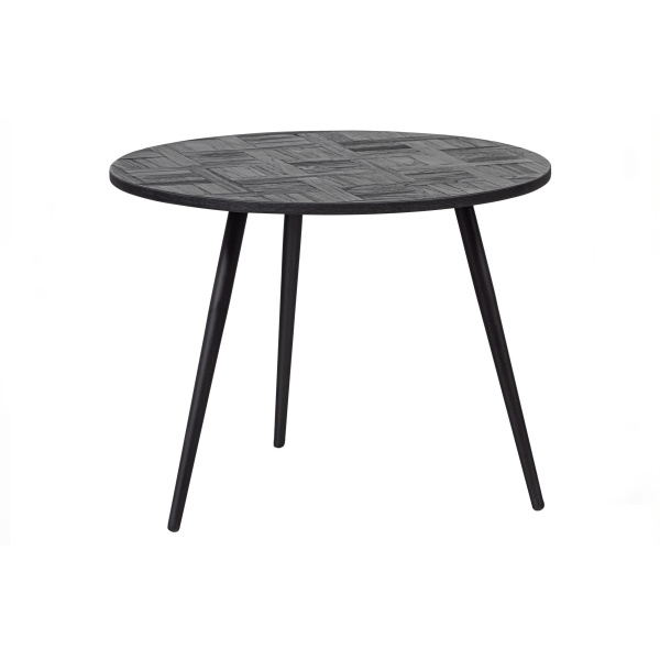 Leo Bijzettafel Rond Recycled Teak Zwart Ø58cm