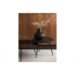 Leo Bijzettafel Rond Recycled Teak Zwart Ø58cm