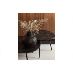 Leo Bijzettafel Rond Recycled Teak Zwart Ø58cm