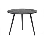 Leo Bijzettafel Rond Recycled Teak Zwart Ø58cm