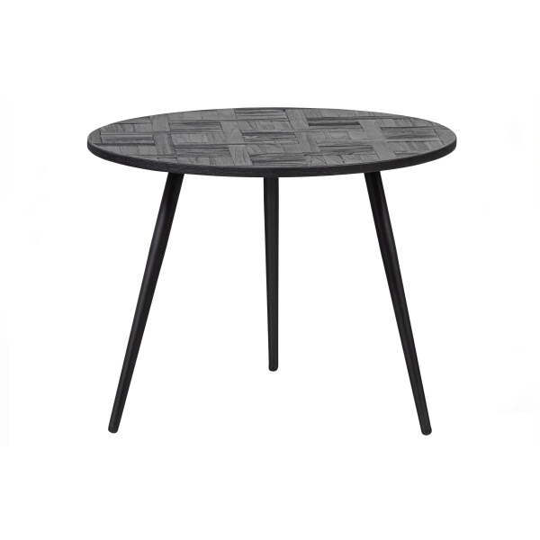 Leo Bijzettafel Rond Recycled Teak Zwart Ø58cm