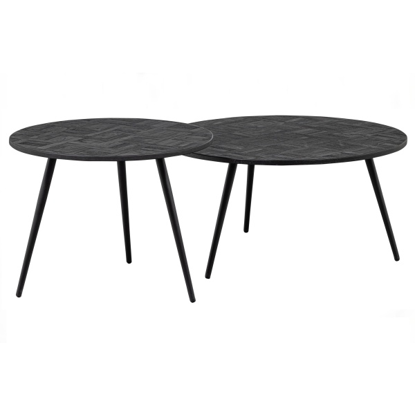 Leo Bijzettafel Rond Recycled Teak Zwart Ø58cm