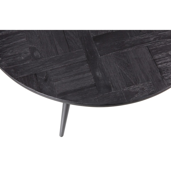 Leo Bijzettafel Rond Recycled Teak Zwart Ø58cm