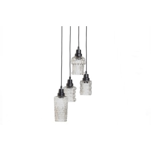 Multiple Hanglamp Met 4 Glazen Zwart/glas