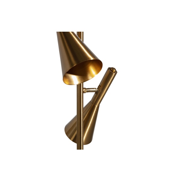 Body Vloerlamp Met 2 Lampen Metaal/marmer Antique Brass