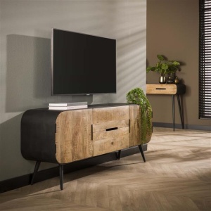 TV-meubel carve / Massief mango blank antiek