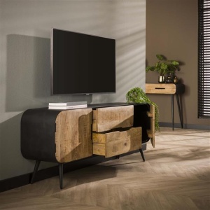 TV-meubel carve / Massief mango blank antiek