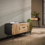 TV-meubel carve / Massief mango blank antiek