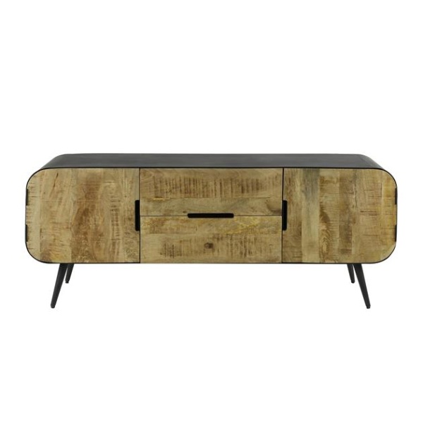 TV-meubel carve / Massief mango blank antiek