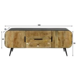 TV-meubel carve / Massief mango blank antiek