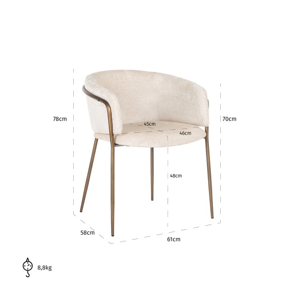 Chair Minerva white chenille fire retardant (FR-Bergen 900 white chenille)