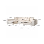 Bank Alcazar 3-zits + lounge links/rechts white chenille (Bergen 900 white chenille)