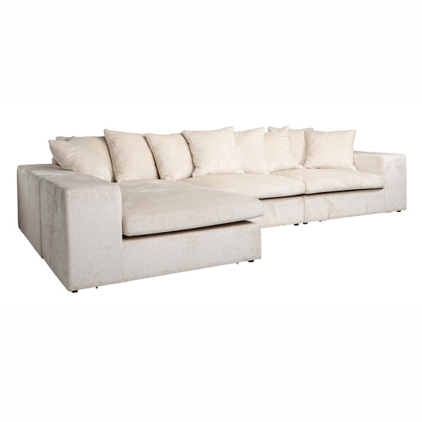 Bank Alcazar 3-zits + lounge links/rechts white chenille (Bergen 900 white chenille)