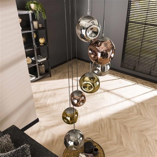 Hanglamp 7L getrapt stellar / Oud zilver