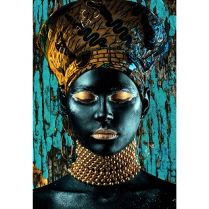 Glasschilderij Blue Women With Necklace 160x110 cm