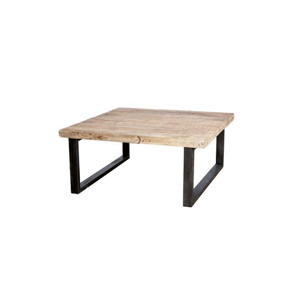 Salontafel Mango massief met metalen poot 100x100 - zwart