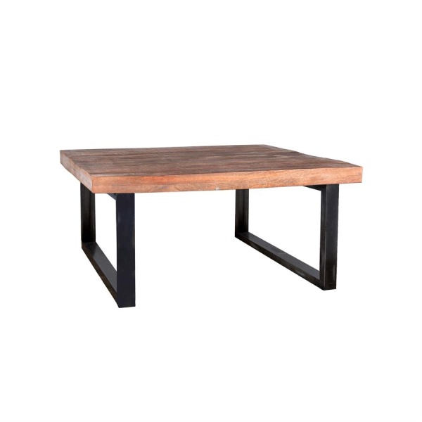 Salontafel Mango massief met metalen poot 100x100 - zwart