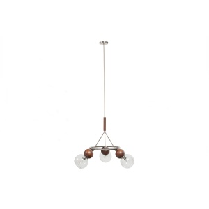 Babble Hanglamp 3 Bollen Glas Walnoot