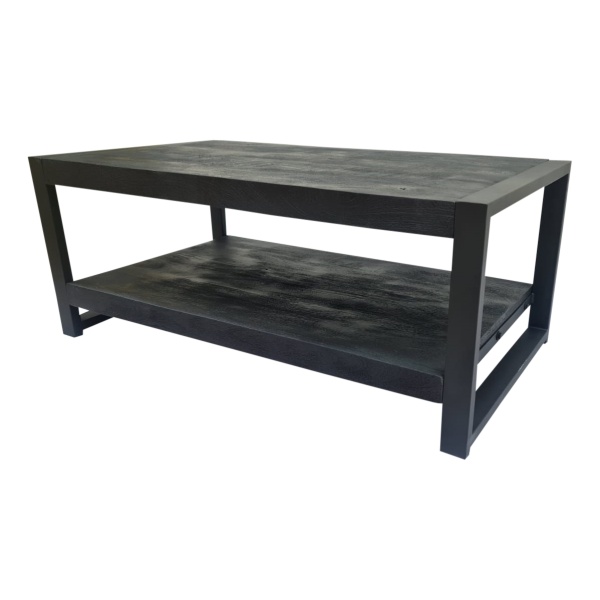 Salontafel Boaz Black met onderblad | 110 cm