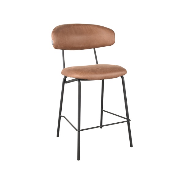 Barkruk Zack - Cognac - Micro Suede - Zithoogte 65