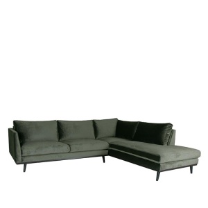 Hoekbank Siena - Army green - Fluweel - 2,5-Zits + Ottomane
