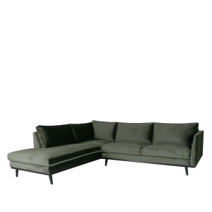 Hoekbank Siena - Army green - Fluweel - Ottomane + 2,5-Zits
