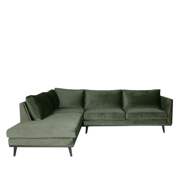 Hoekbank Siena - Army green - Fluweel - Ottomane + 2,5-Zits