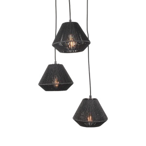 Hanglamp Ibiza - Zwart - Jute - 3-Lichts