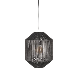 Hanglamp Ibiza - Zwart - Jute - 1-Lichts Cilinder