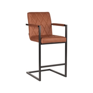 Barkruk Denmark - Cognac - Microfiber - Zithoogte 65