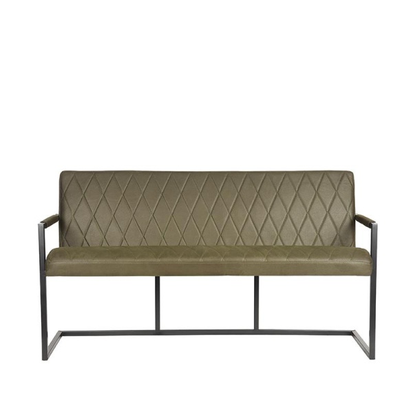 Eetkamerbank Denmark - Army green - Microfiber - 155 cm