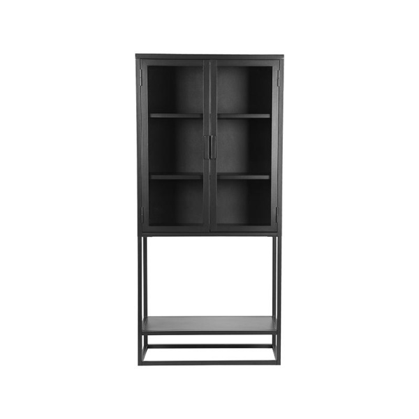 Vitrinekast Level - Zwart - Metaal - 70x35x150 cm