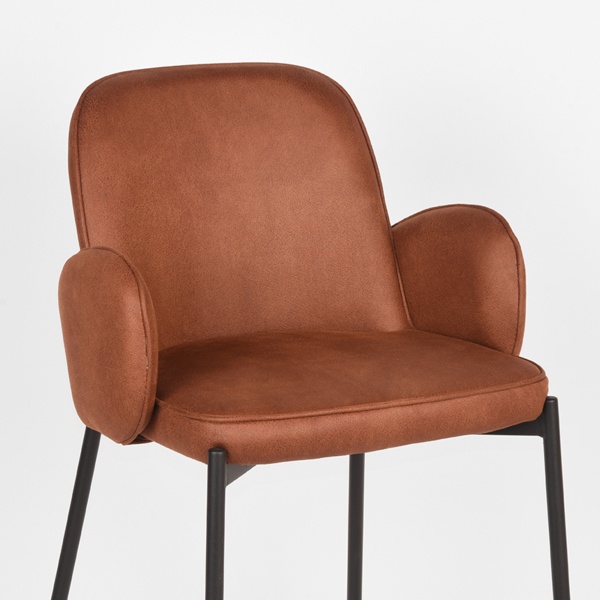 Barkruk Jari - Cognac - Microfiber - Zithoogte 65