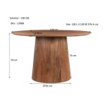 Eettafel Rond Salvator Walnut 130