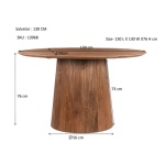 Eettafel Rond Salvator Walnut 130