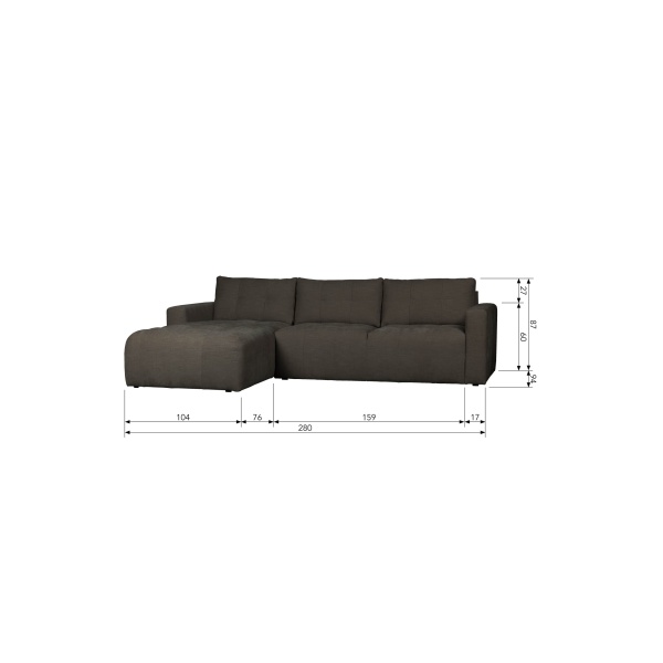 Bar Chaise Longue Geweven Stof Links Antraciet