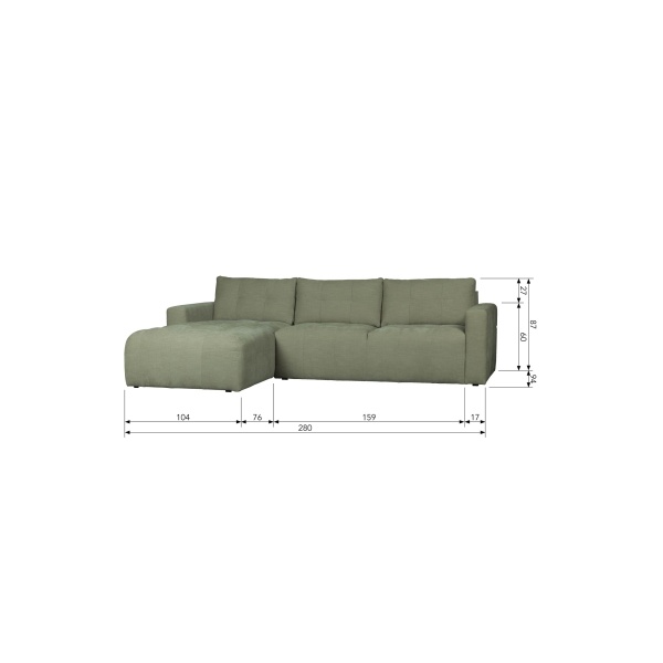 Bar Chaise Longue Geweven Stof Links Groen