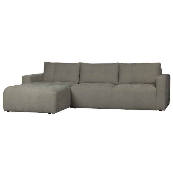 Bar Chaise Longue Geweven Stof Links Warm Grijs