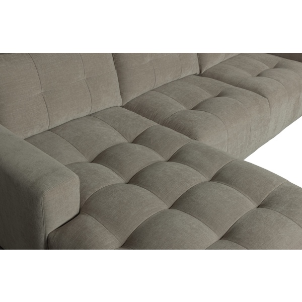 Bar Chaise Longue Geweven Stof Links Warm Grijs