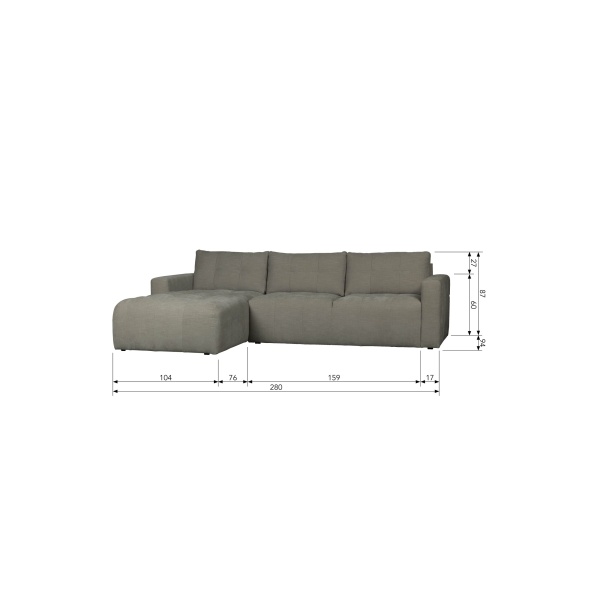 Bar Chaise Longue Geweven Stof Links Warm Grijs