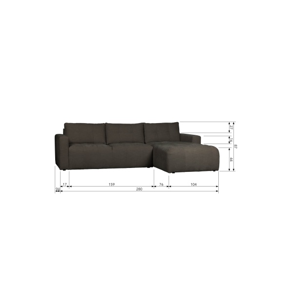 Bar Chaise Longue Geweven Stof Rechts Antraciet
