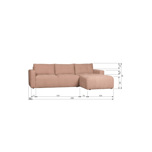 Bar Chaise Longue Geweven Stof Rechts Roze