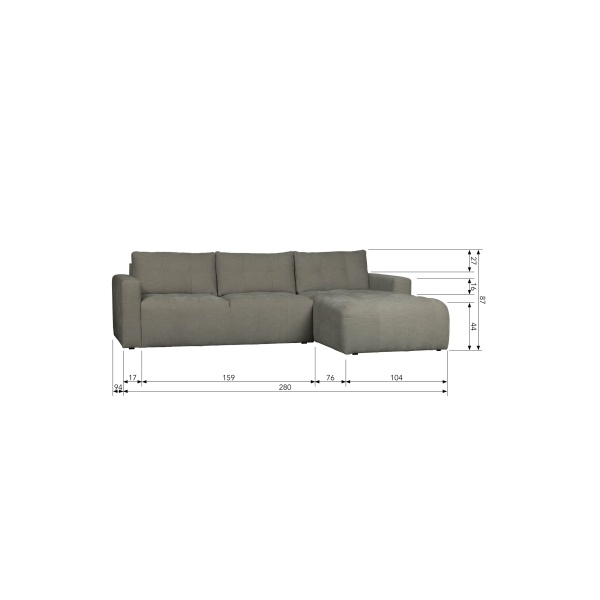 Bar Chaise Longue Geweven Stof Rechts Warm Grijs