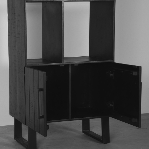 Boekkast Santos - Zwart - Mangohout