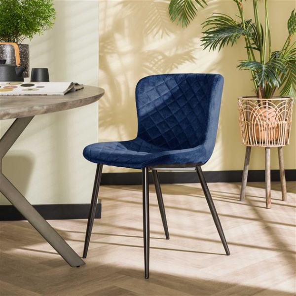 Stoel bend velvet / Blauw velours