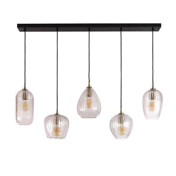 Hanglamp 5L diamond grain mix / Diamond glass